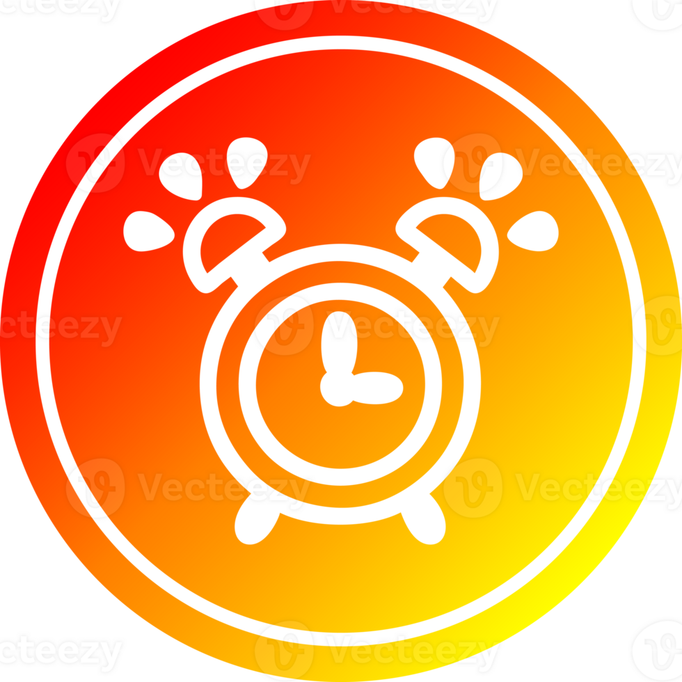 rinkelen alarm klok circulaire icoon met warm helling af hebben png