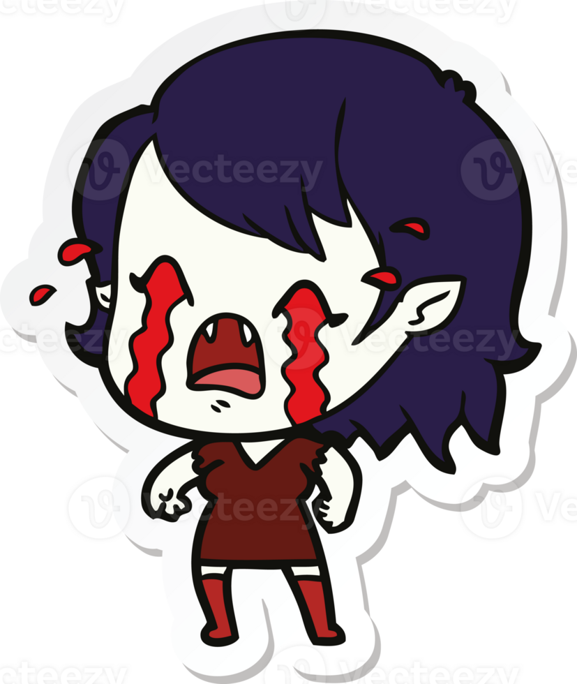 sticker of a cartoon crying vampire girl png