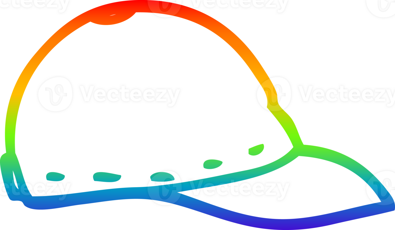 rainbow gradient line drawing of a cartoon baseball cap png