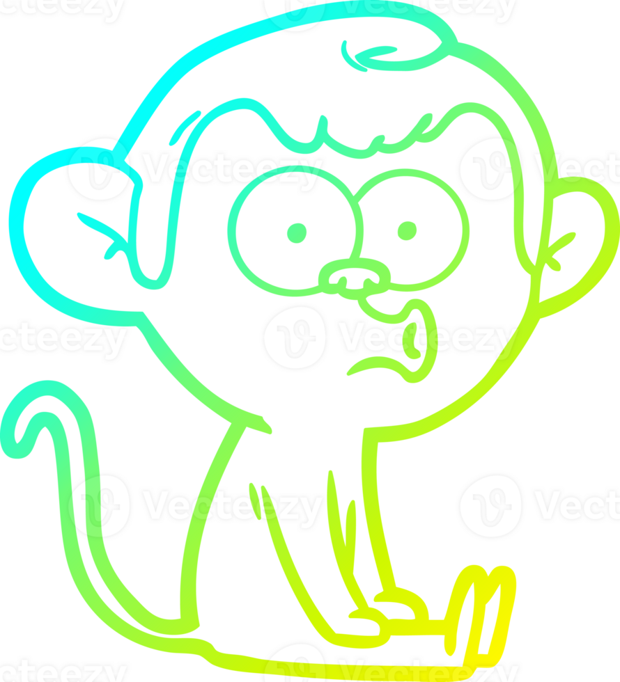 cold gradient line drawing of a cartoon hooting monkey png