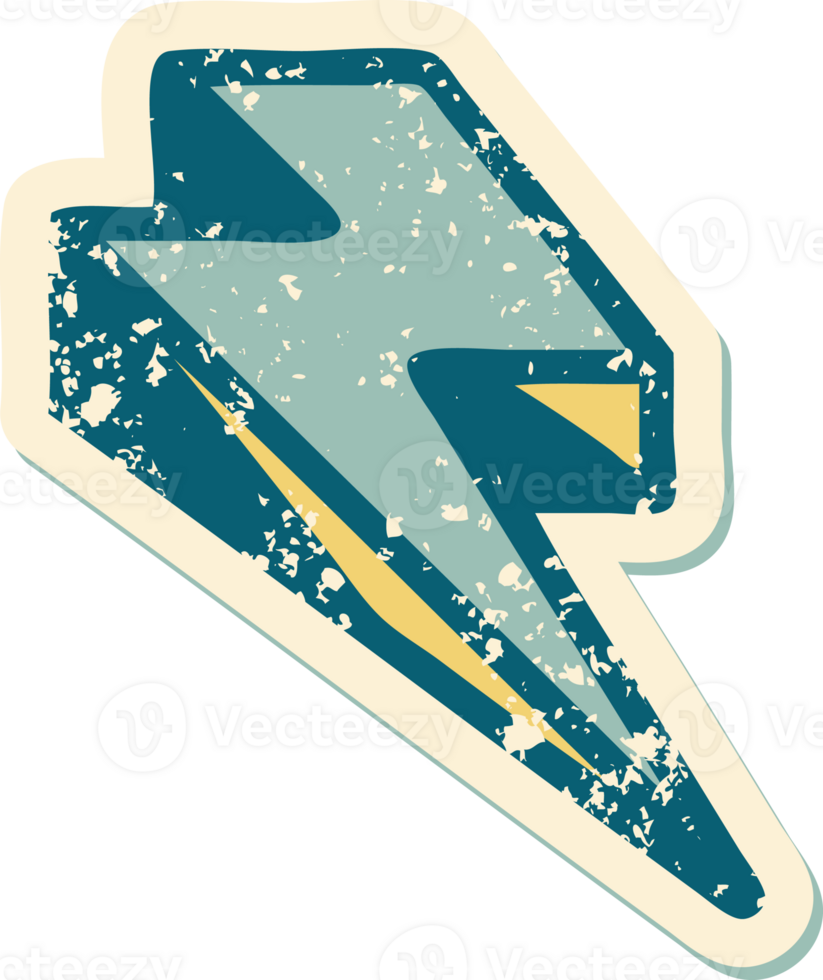 iconic distressed sticker tattoo style image of lighting bolt png