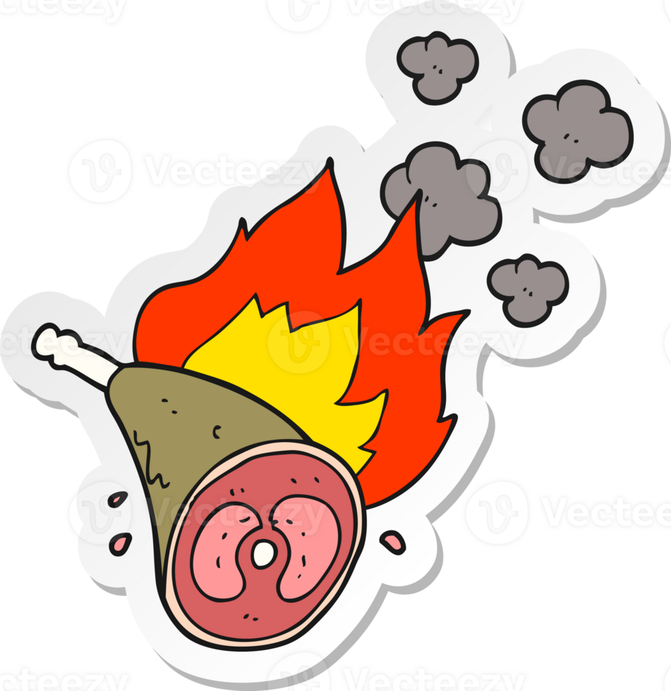 sticker of a cartoon cooking meat png