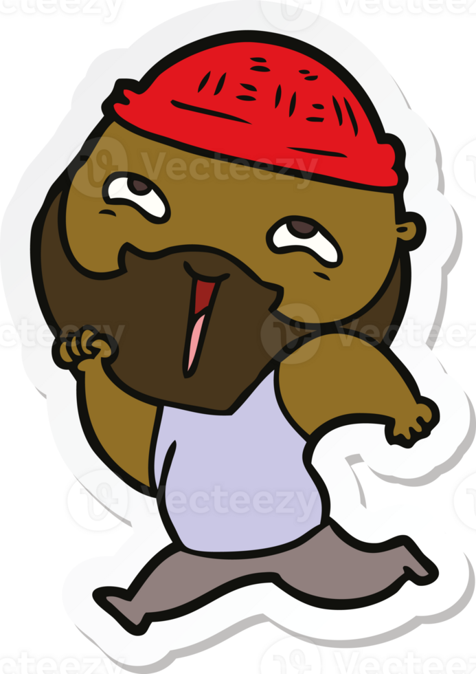 sticker of a cartoon happy bearded man png