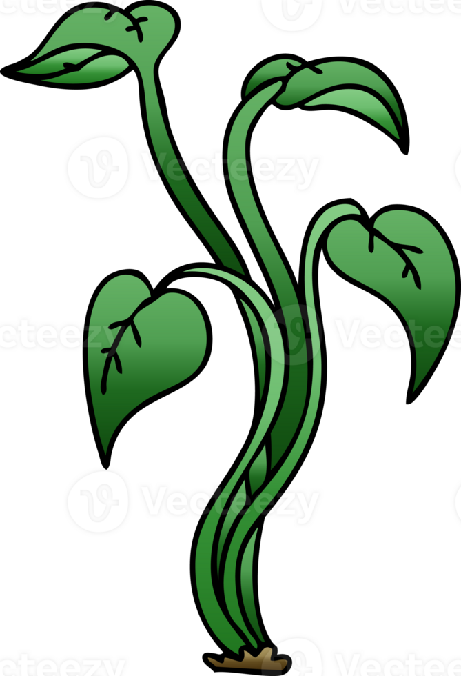 gradient shaded quirky cartoon plant png