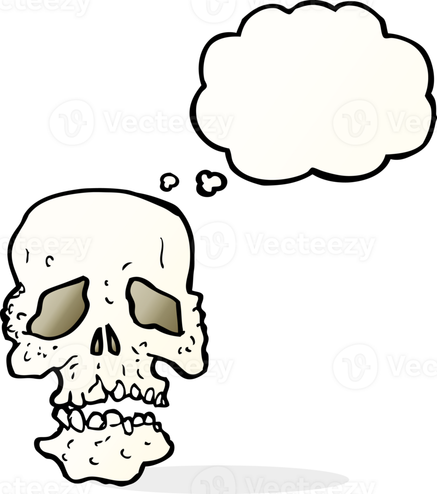 cartoon skull with thought bubble png