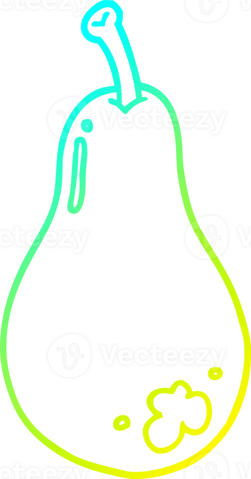 cold gradient line drawing of a cartoon pear png