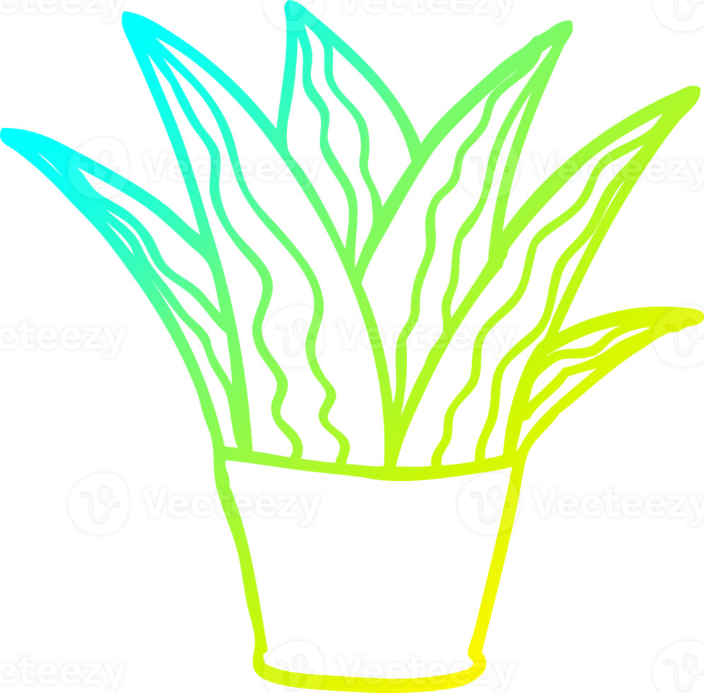 cold gradient line drawing of a cartoon house plant png