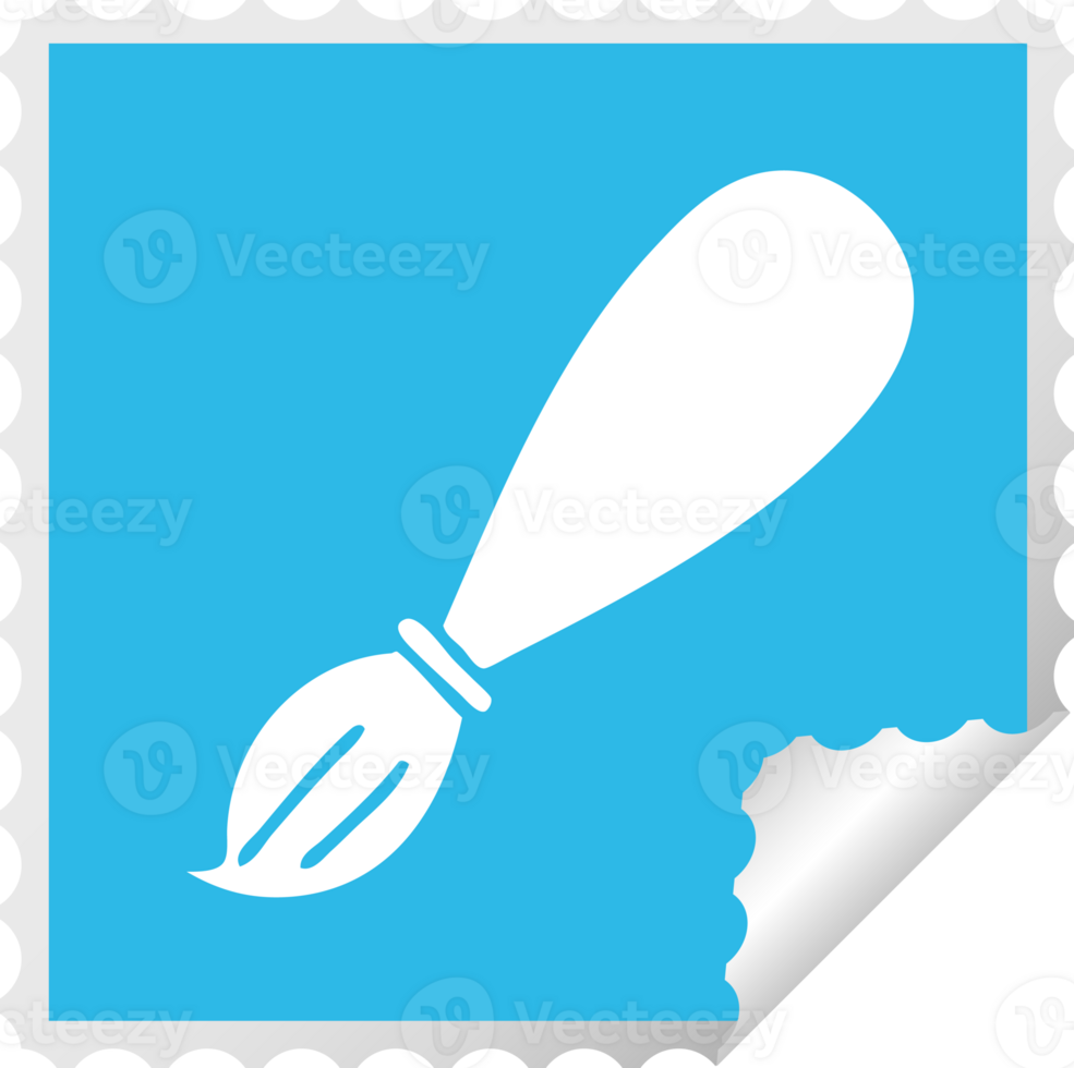 square peeling sticker cartoon of a paint brush png