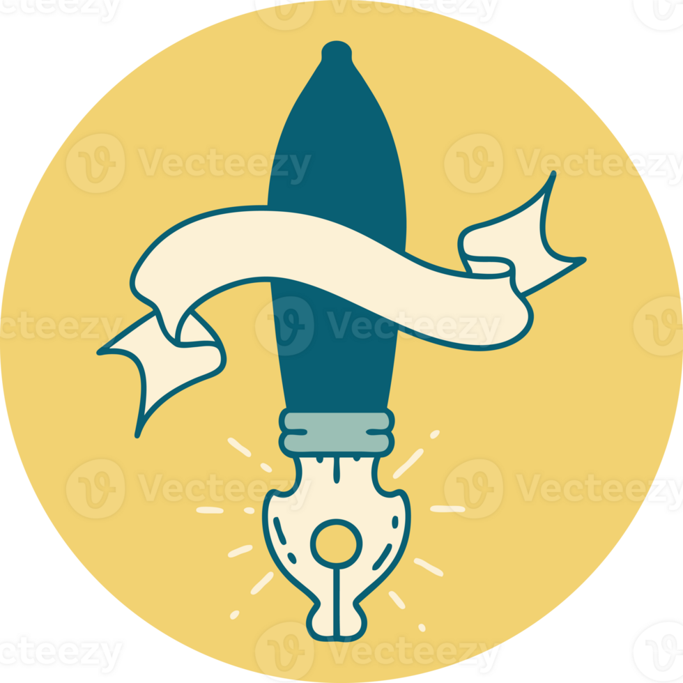 icon of a tattoo style fountain pen png