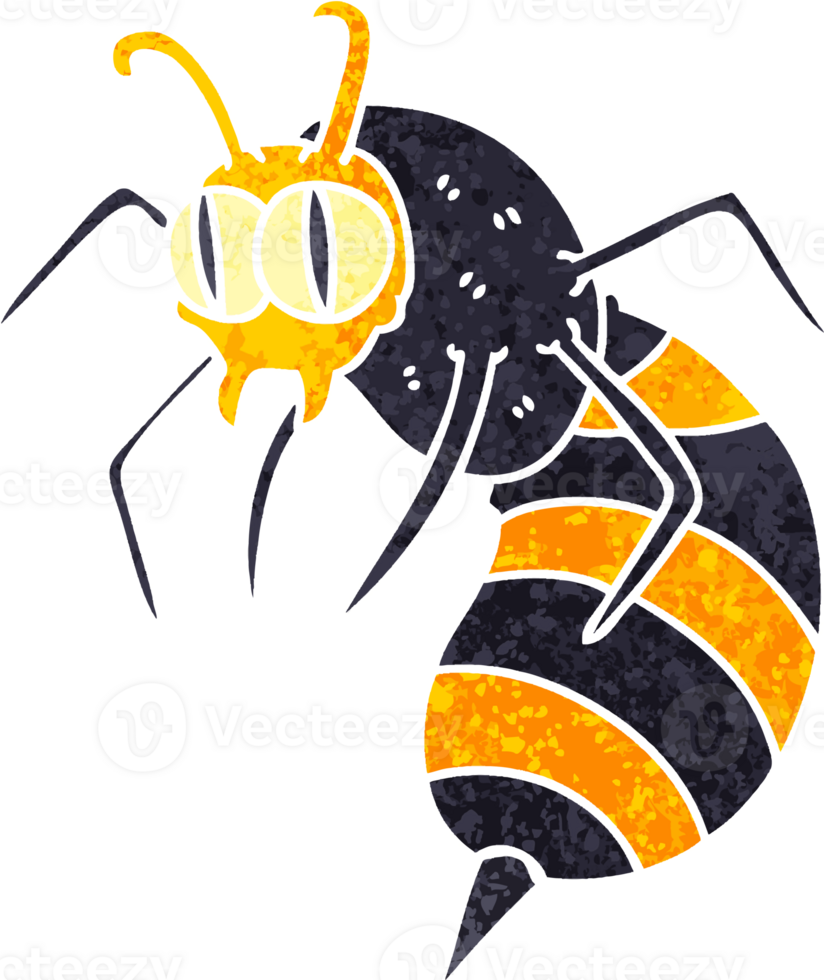 retro illustration style quirky cartoon wasp png