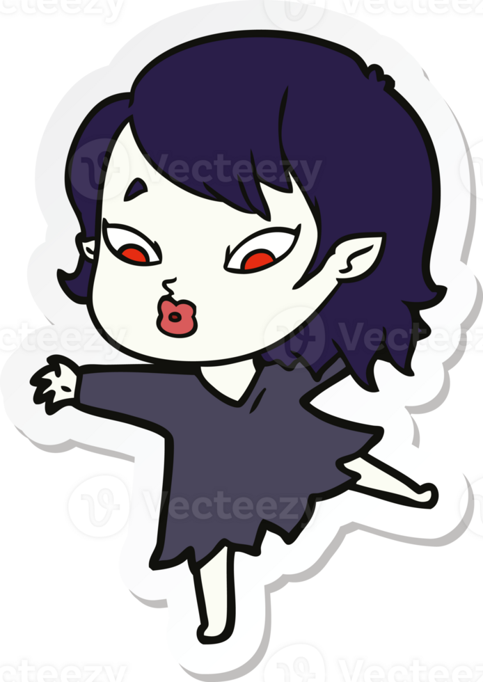 sticker of a cute cartoon vampire girl png
