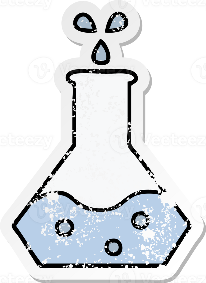 distressed sticker of a cute cartoon science experiment png