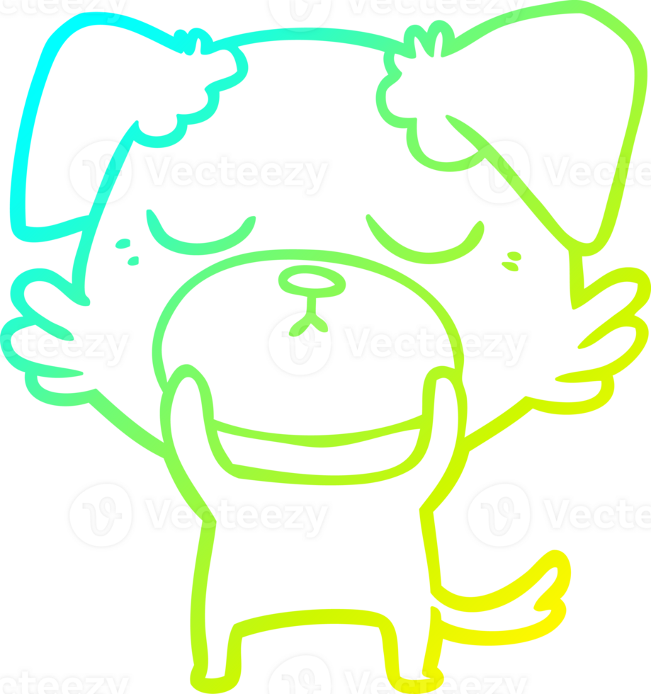 cold gradient line drawing of a cute cartoon dog png