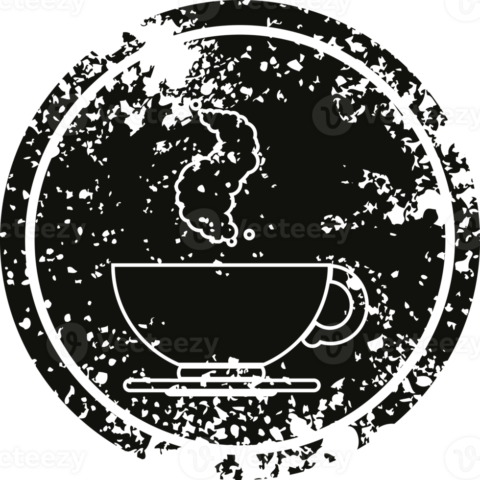 hot cup of coffee circular distressed symbol png