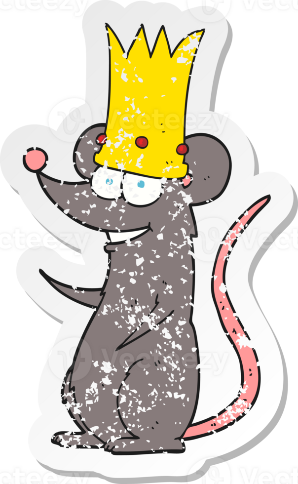 retro distressed sticker of a cartoon king rat png