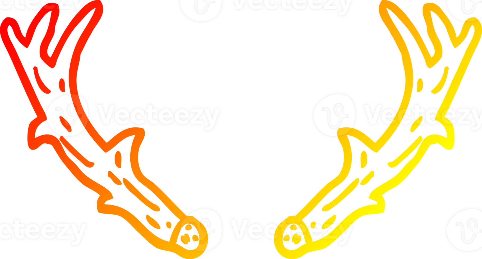 warm gradient line drawing of a cartoon antlers png
