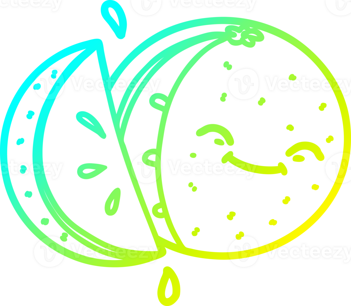 frio gradiente linha desenhando do uma desenho animado fatiado laranja png