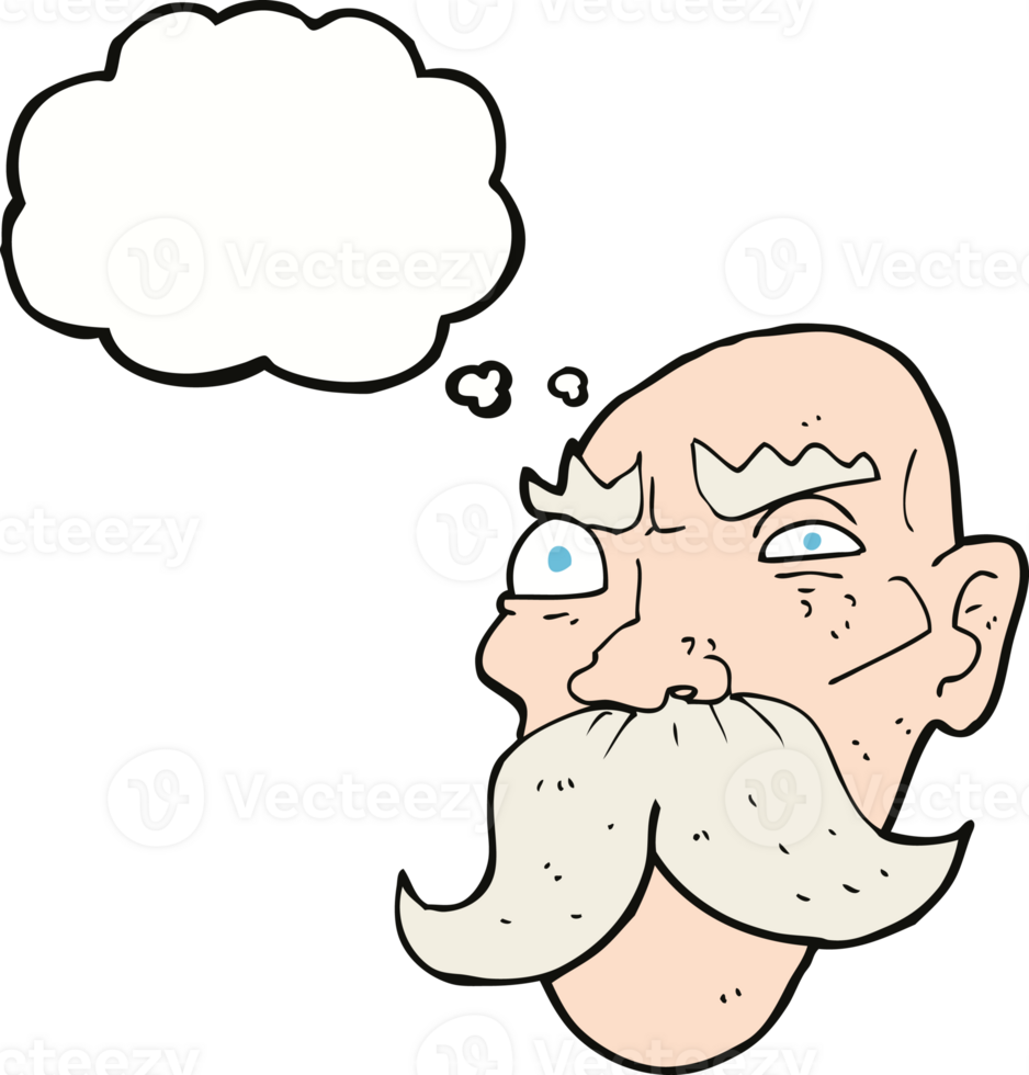 cartoon angry old man with thought bubble png