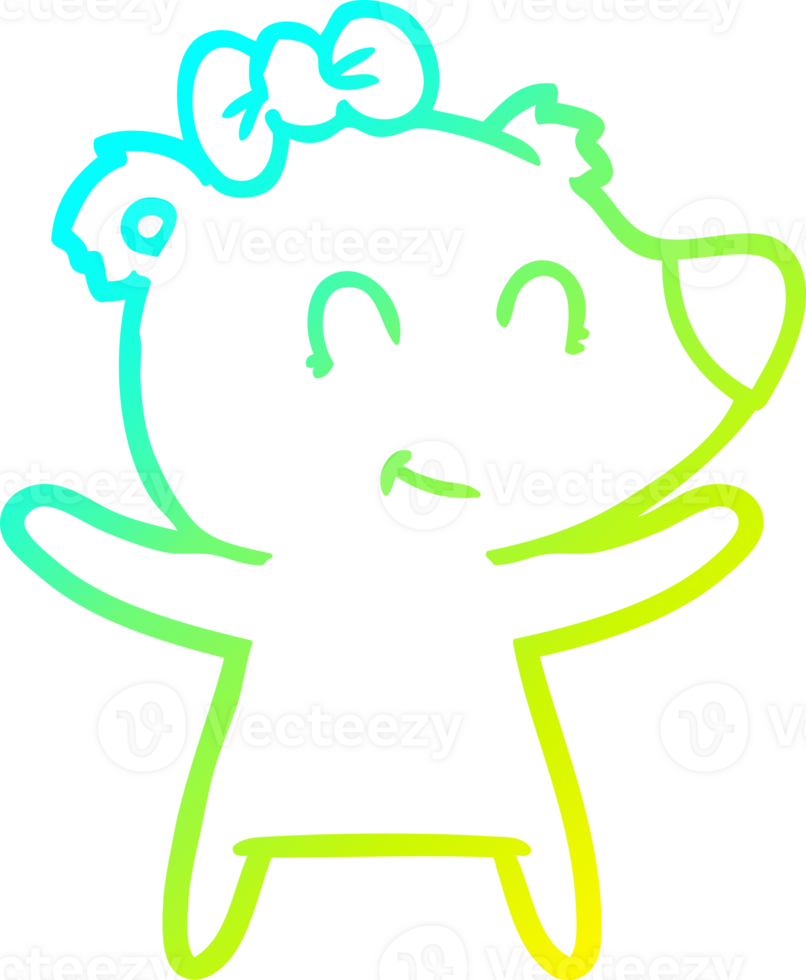 cold gradient line drawing of a female bear cartoon png