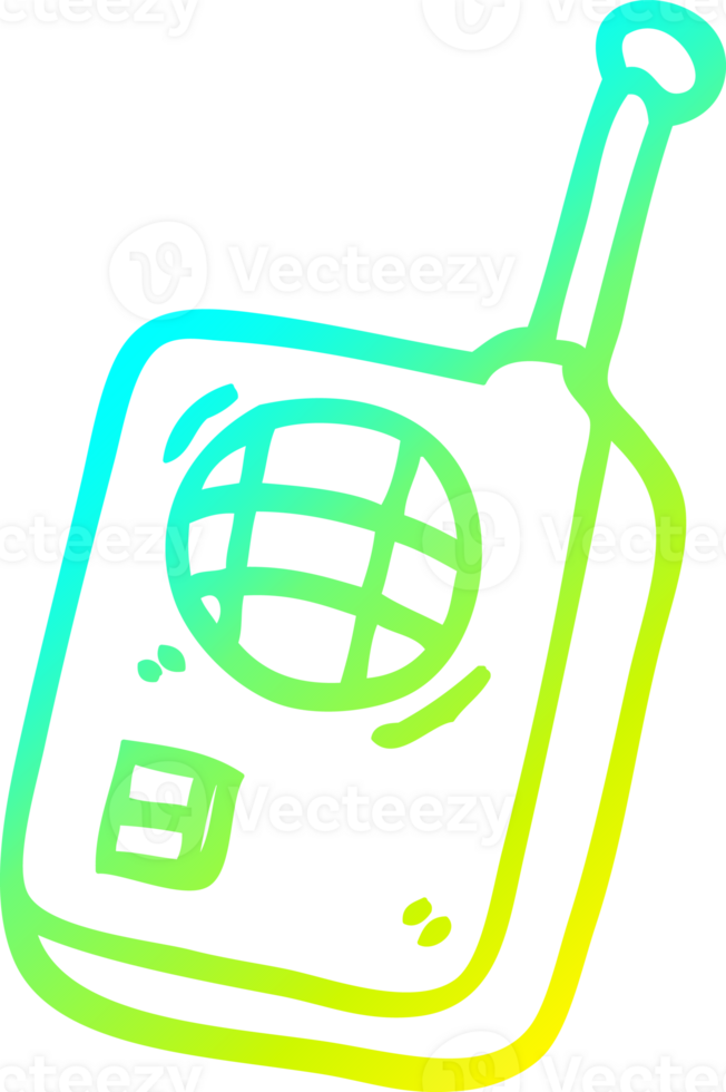 cold gradient line drawing of a cartoon walkie talkie png