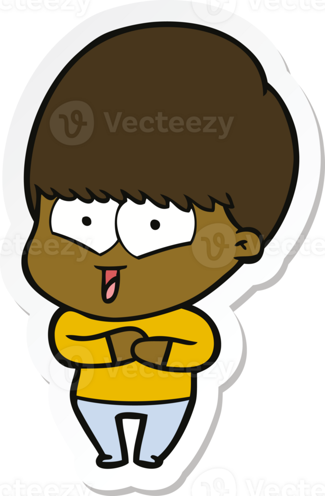 sticker of a cartoon happy boy png