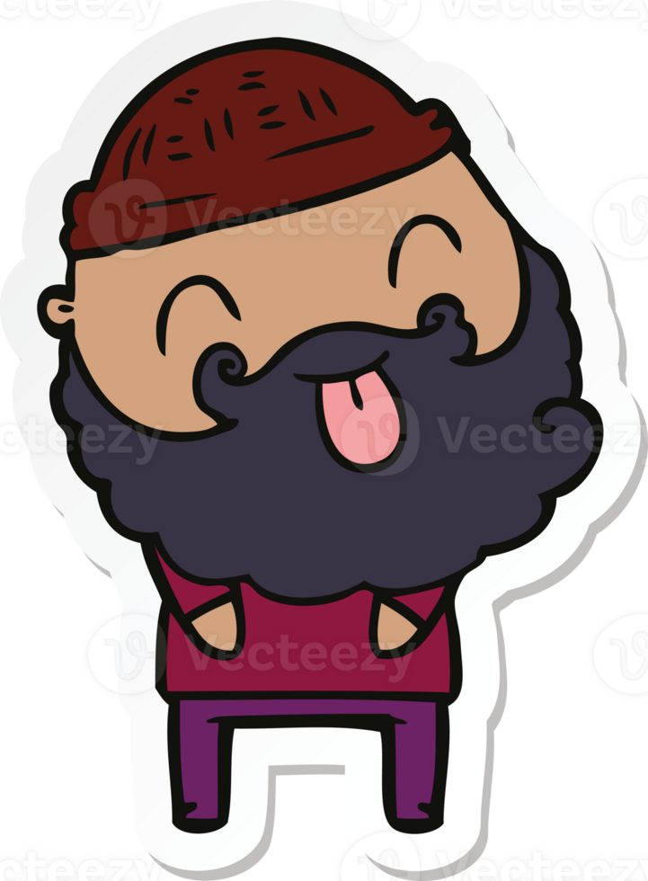 sticker of a man with beard sticking out tongue png