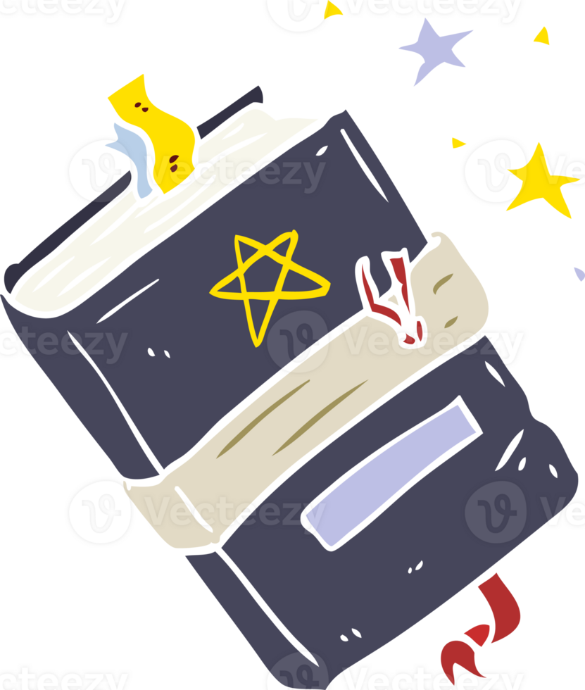flat color style cartoon book of spells png