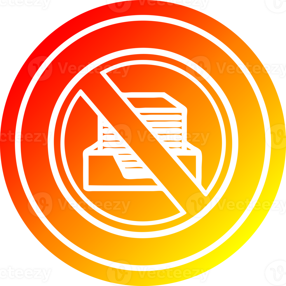 escritório sem papel circular ícone com caloroso gradiente terminar png