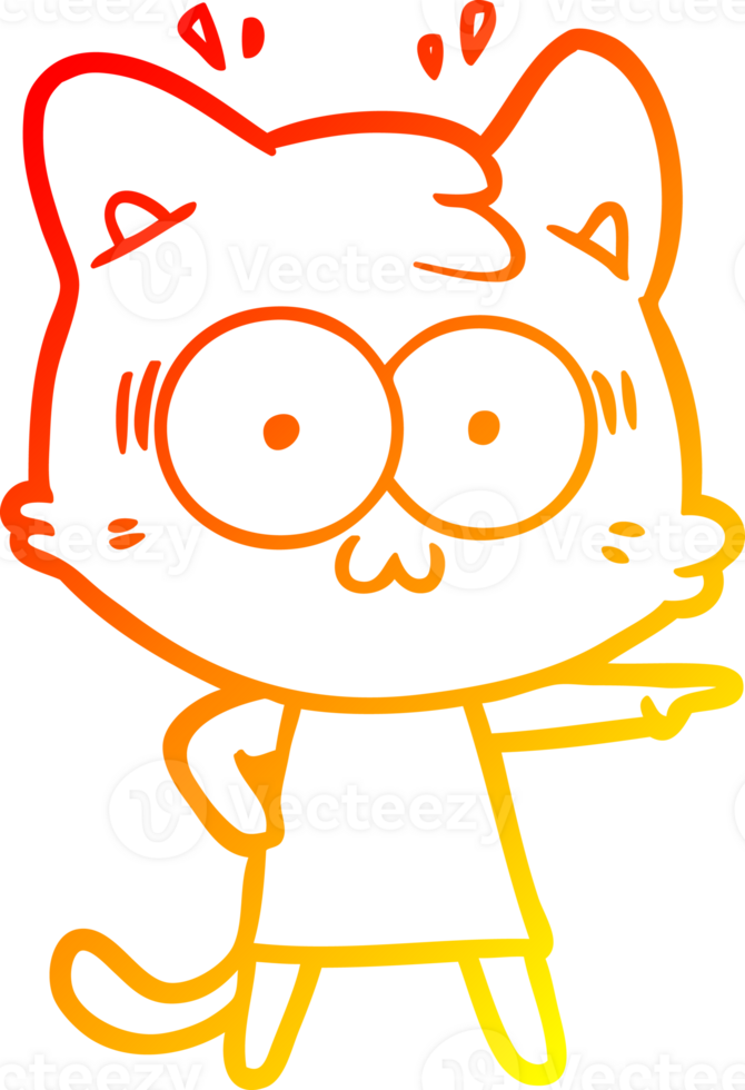 warm gradient line drawing of a cartoon surprised cat png
