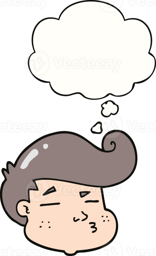 cartoon boy's face with thought bubble png