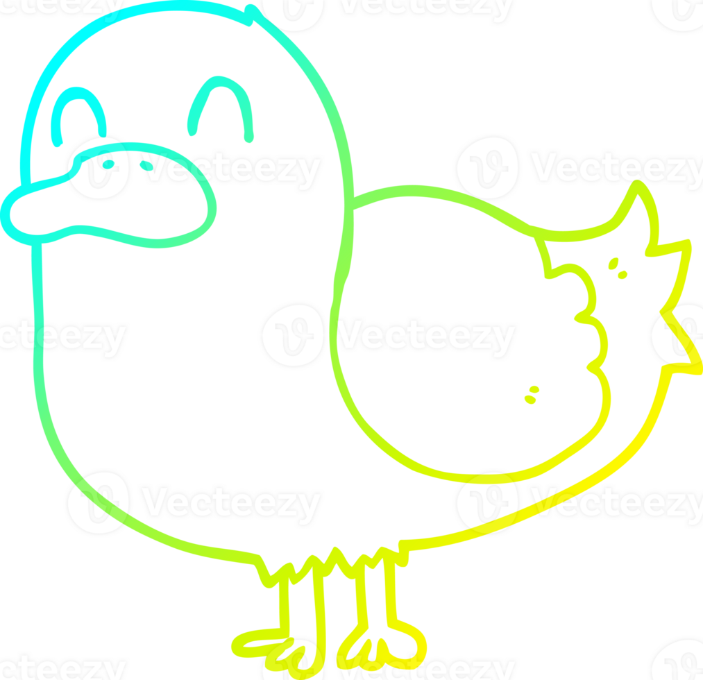 cold gradient line drawing of a cartoon duck png