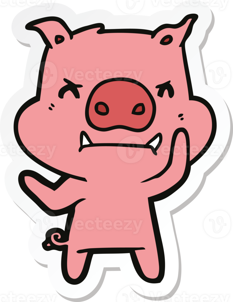 sticker of a angry cartoon pig png