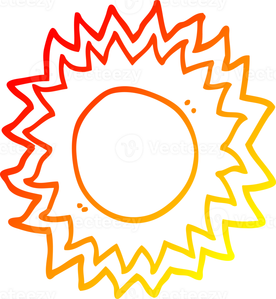 warm gradient line drawing of a cartoon sun png