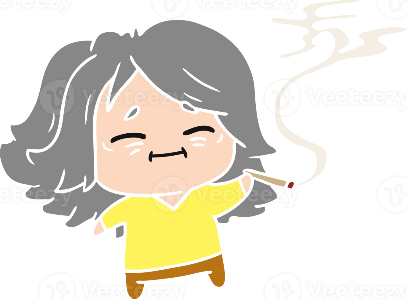 hand drawn cartoon of cute kawaii old woman png