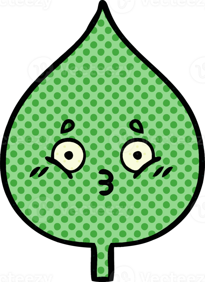 comic book style cartoon of a expressional leaf png