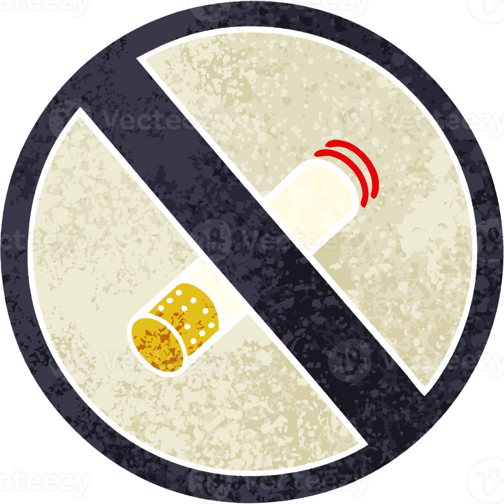 retro illustration style cartoon of a no smoking allowed sign png
