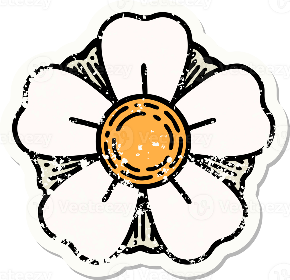 distressed sticker tattoo in traditional style of a flower png