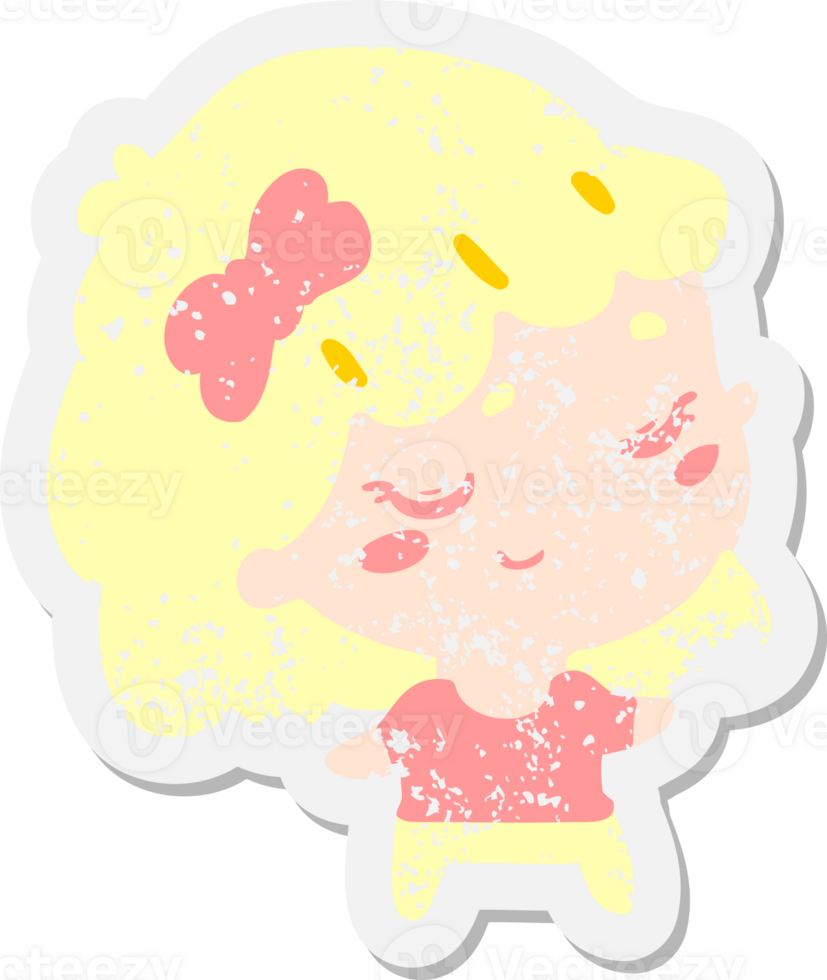 cartoon happy girl grunge sticker png
