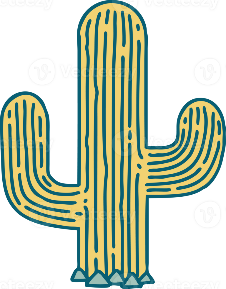 iconic tattoo style image of a cactus png