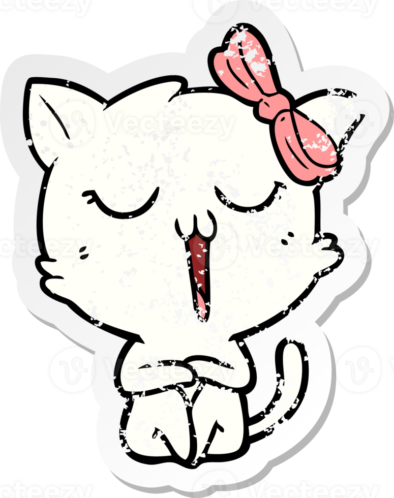 distressed sticker of a cartoon cat png