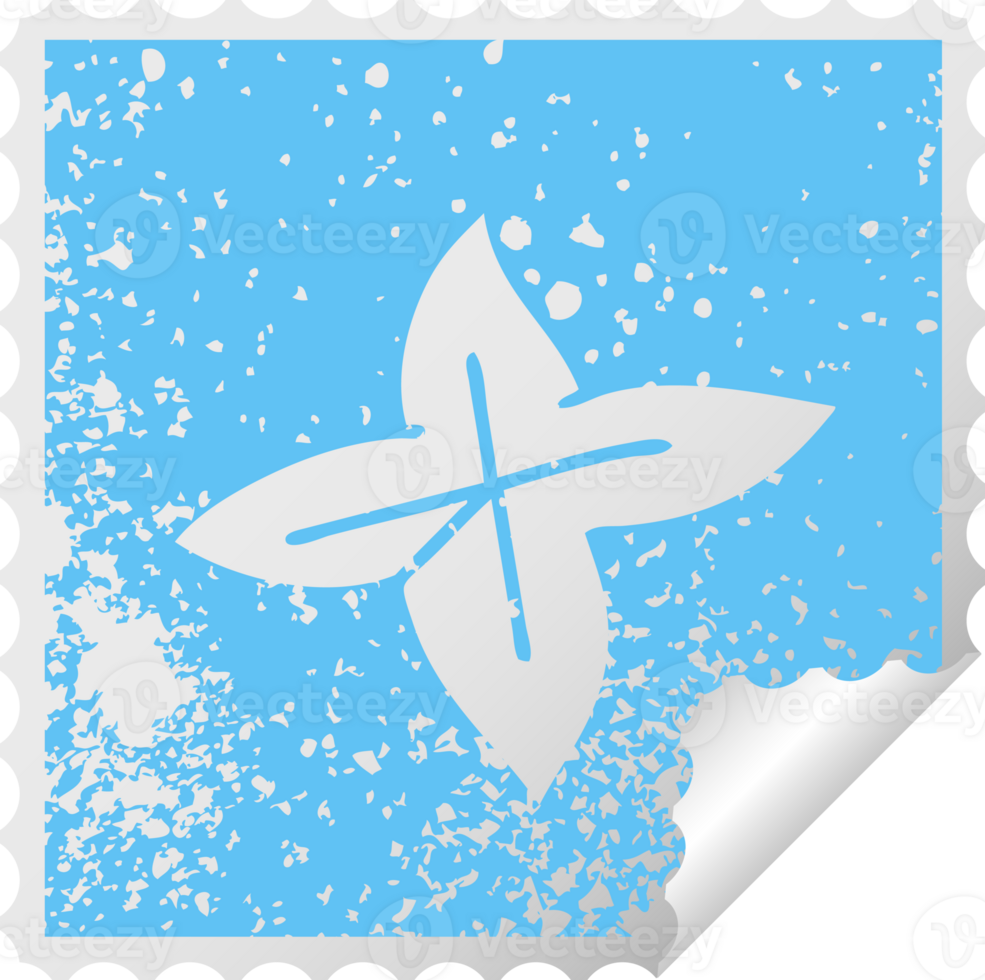 distressed square peeling sticker symbol of a autumn leaf png