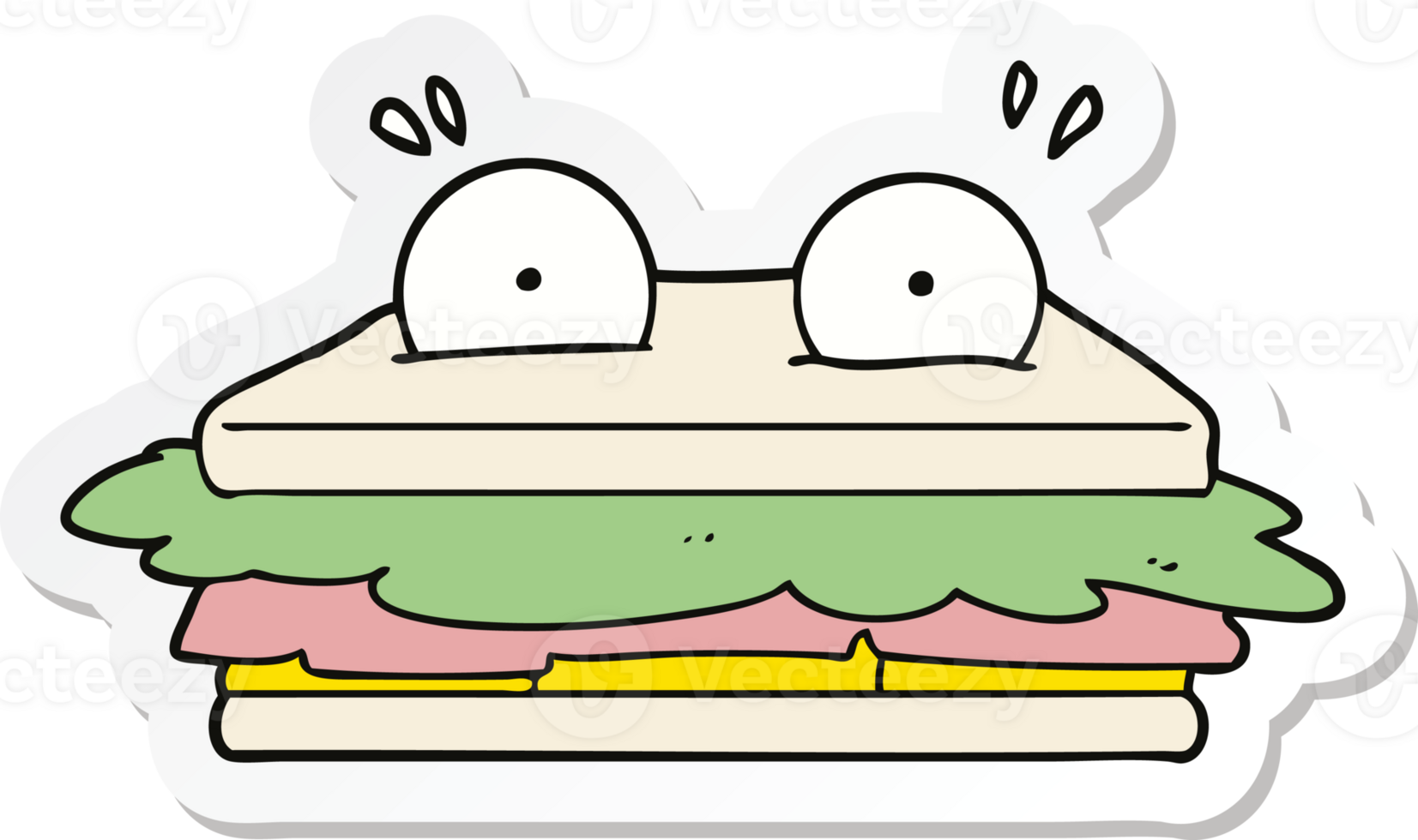 sticker of a sandwich cartoon character png