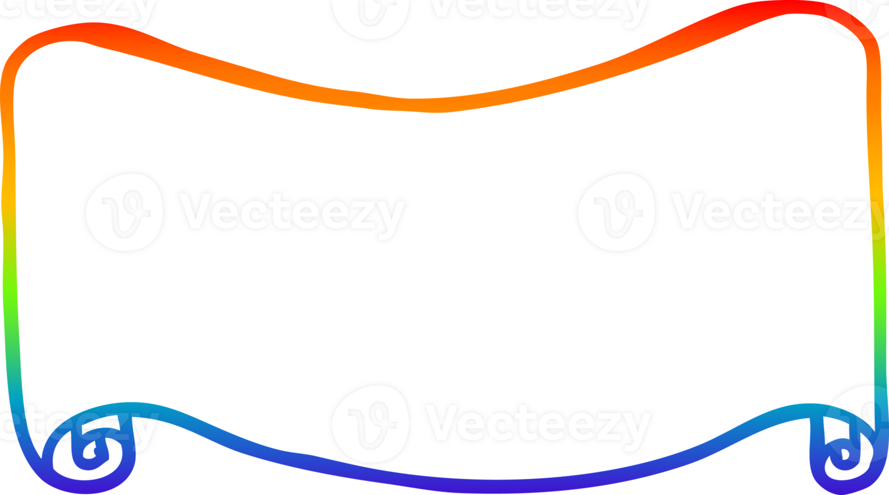 rainbow gradient line drawing of a cartoon banner png