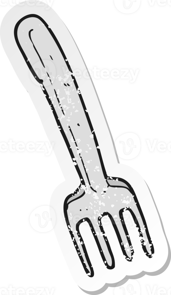 retro distressed sticker of a cartoon fork png