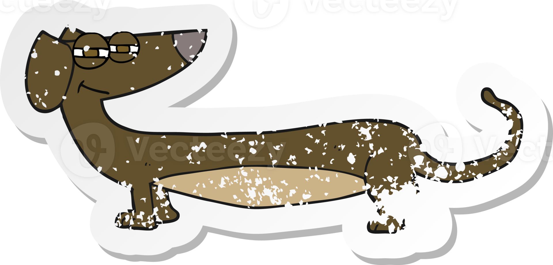 retro distressed sticker of a cartoon dachshund png