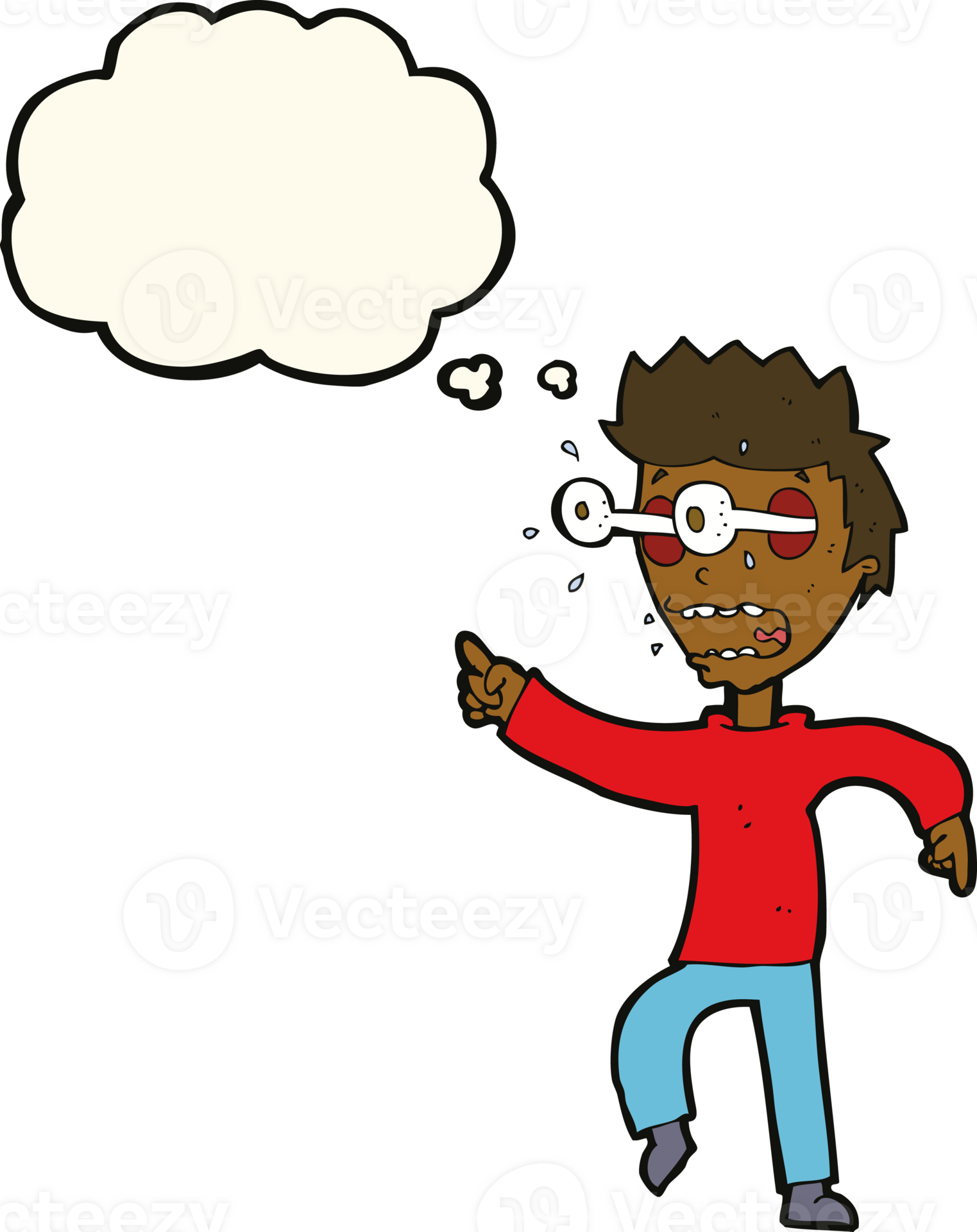 cartoon man with popping out eyes with thought bubble 44955552 PNG