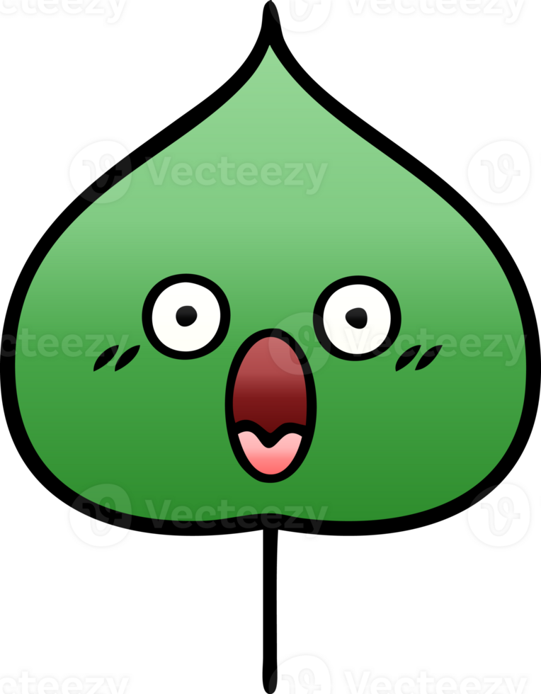 gradient shaded cartoon of a expressional leaf png