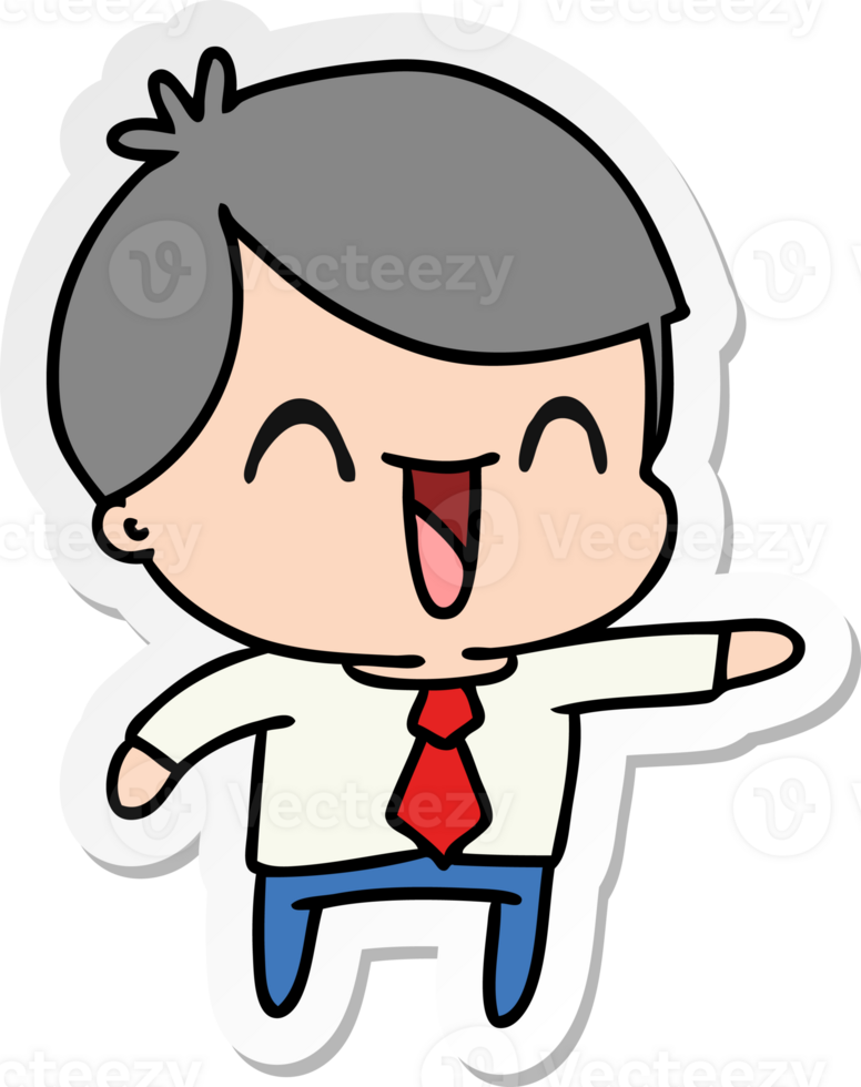hand drawn sticker cartoon of kawaii man in suit png