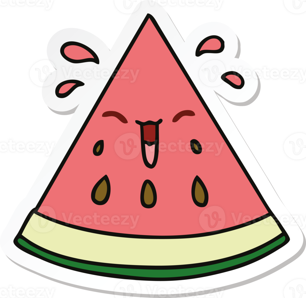 sticker of a quirky hand drawn cartoon watermelon png