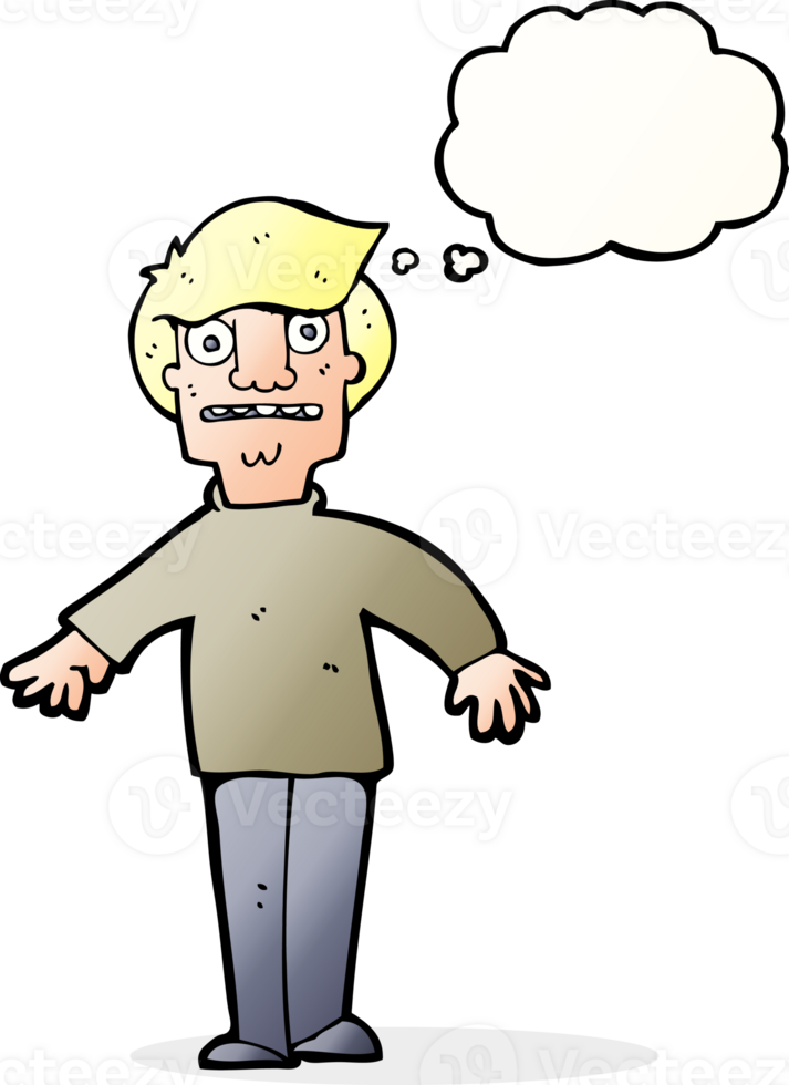 cartoon shocked man with thought bubble png